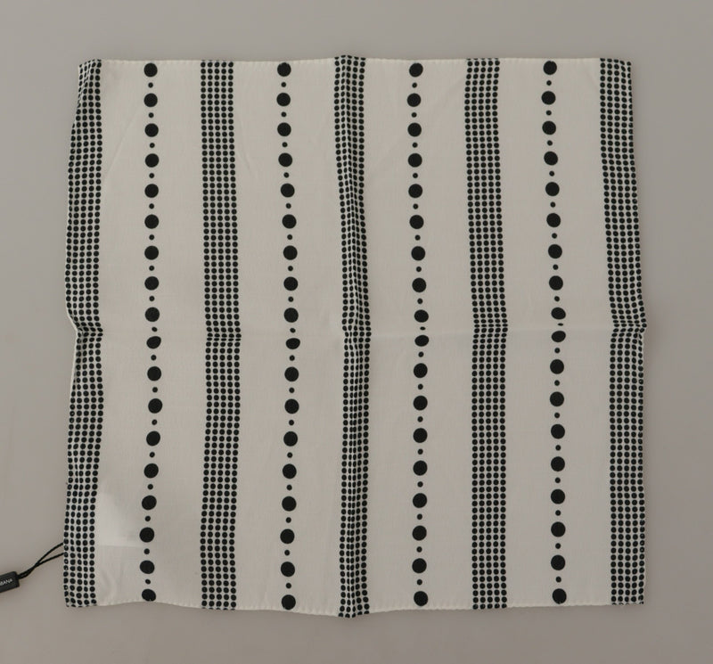 Dolce & Gabbana White Dotted Stripes Square Handkerchief Scarf