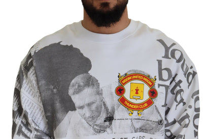 Sweat-shirt pull en coton blanc à col rond de MSGM