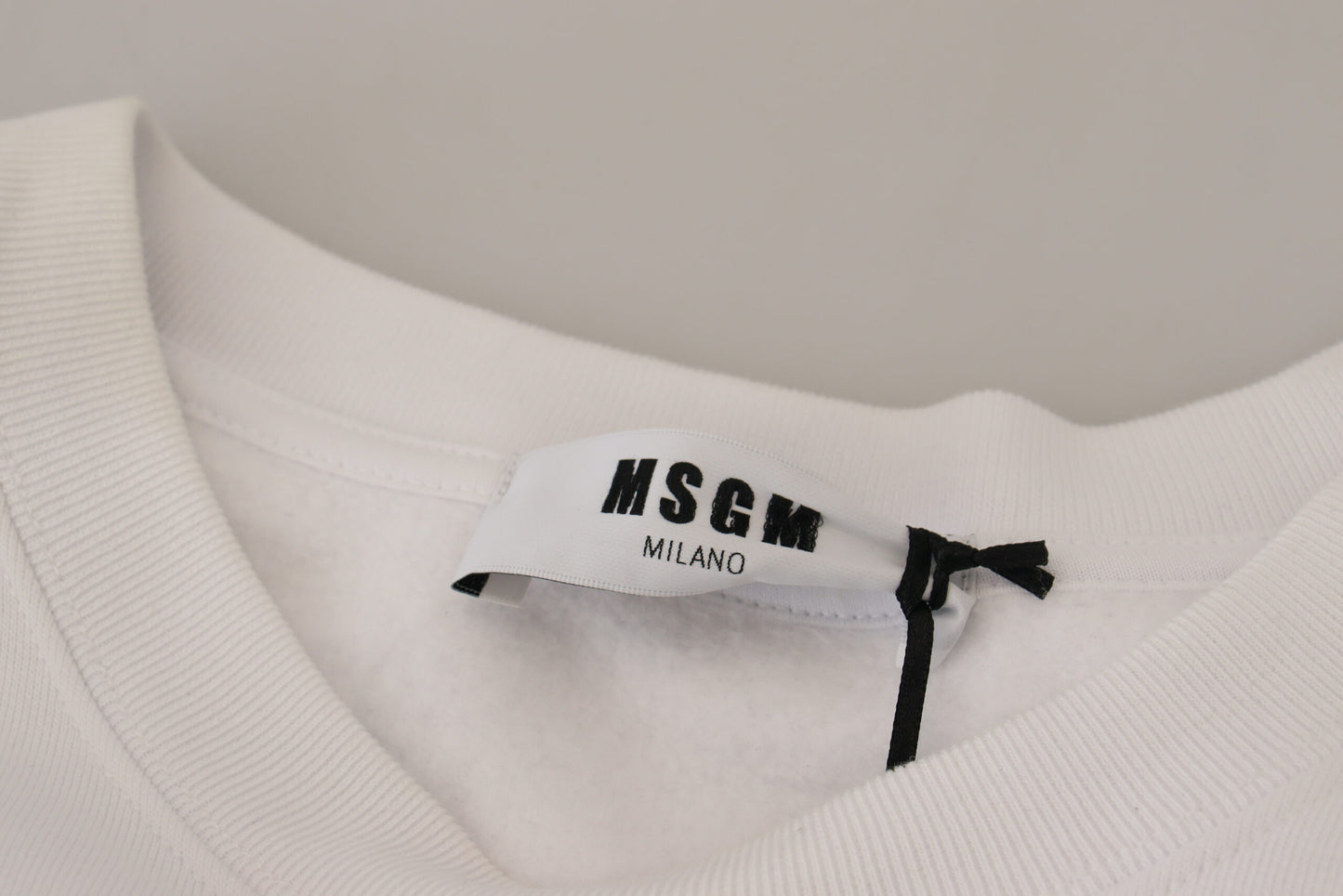 Sweat-shirt pull en coton blanc à col rond de MSGM