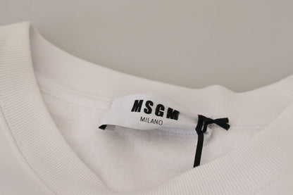 Sweat-shirt pull en coton blanc à col rond de MSGM