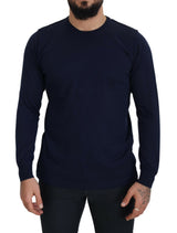 Pull en coton bleu à col rond de Paolo Pecora Milano
