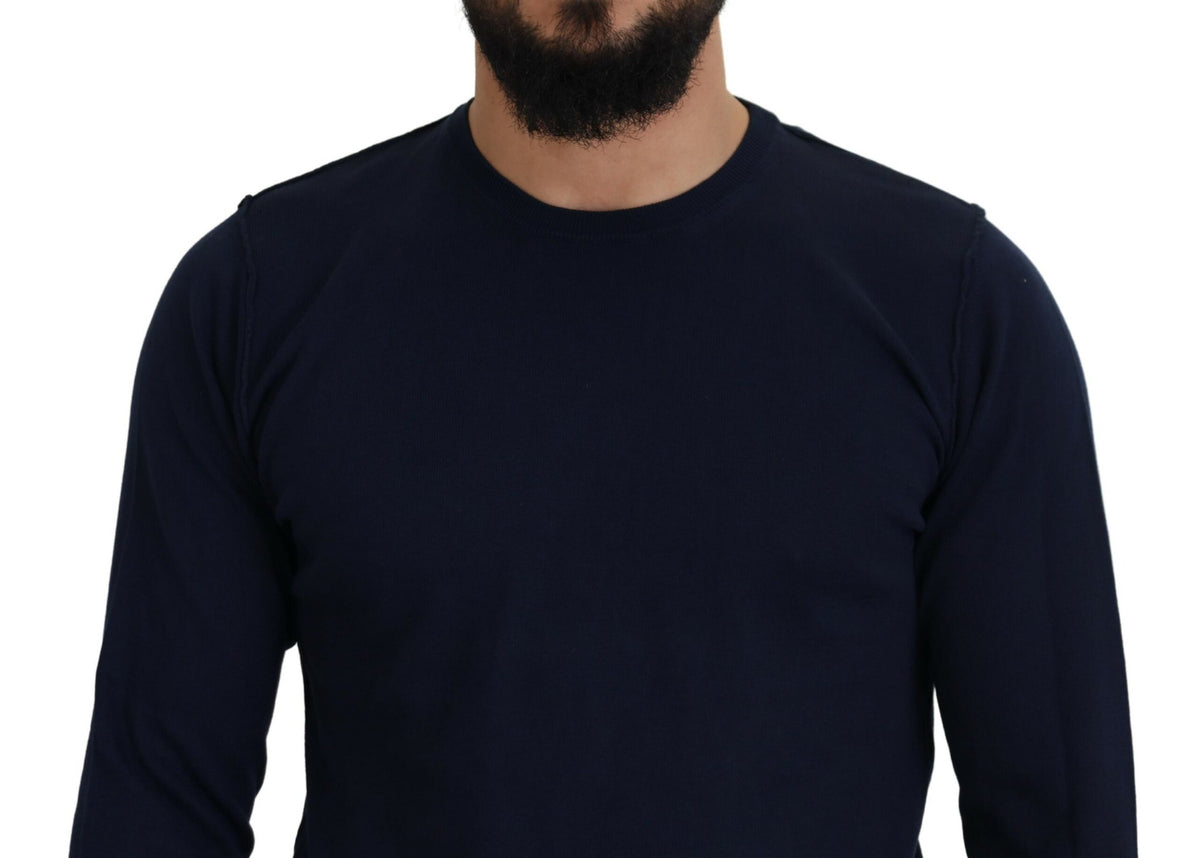 Pull en coton bleu à col rond de Paolo Pecora Milano