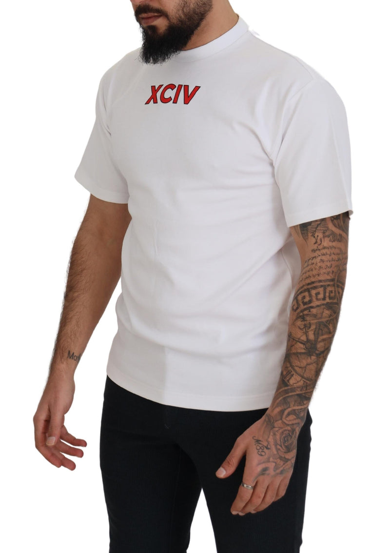 GCDS wit katoenen T-shirt met logo print en korte mouwen