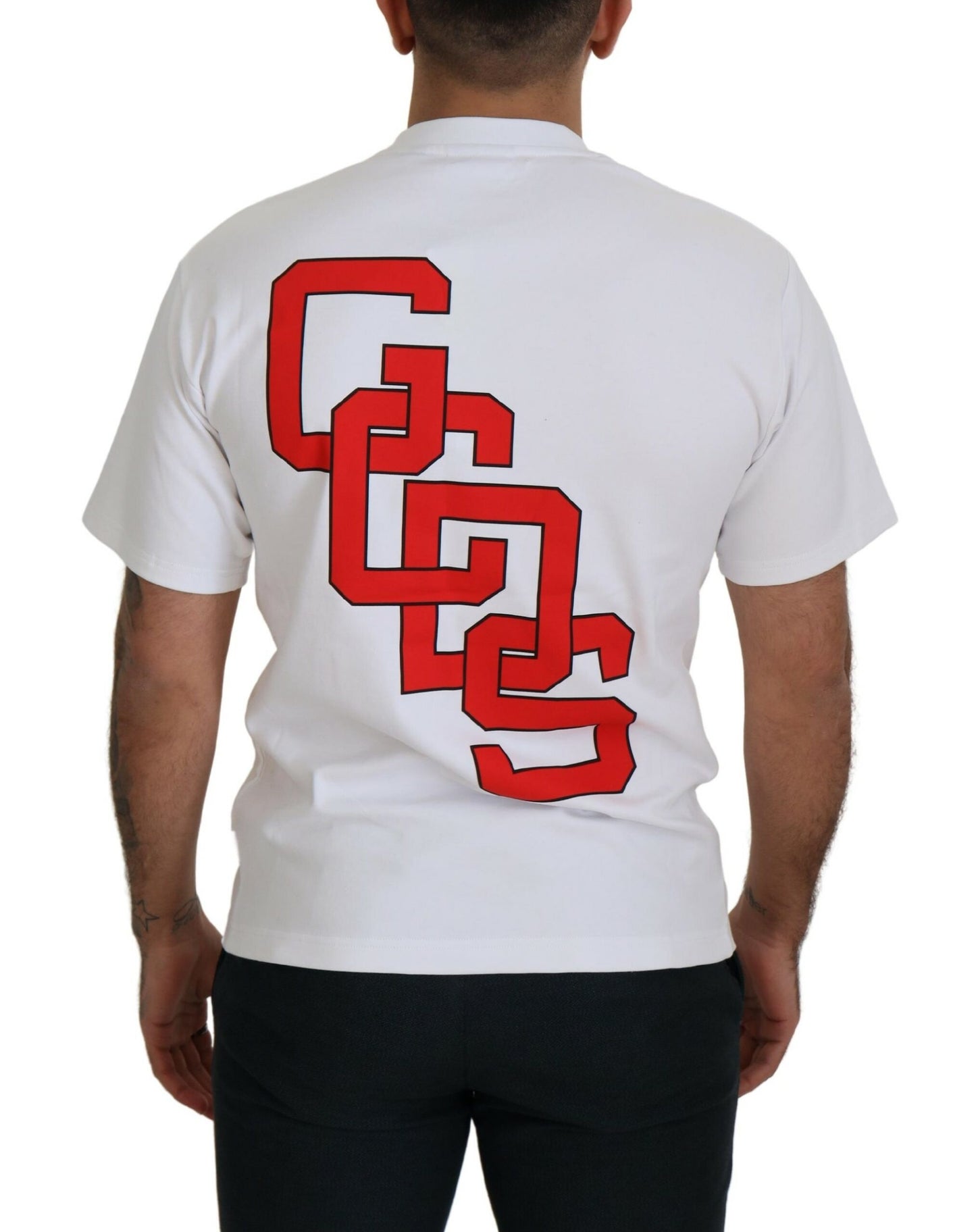 T-shirt GCDS en coton à manches courtes avec imprimé logo blanc.