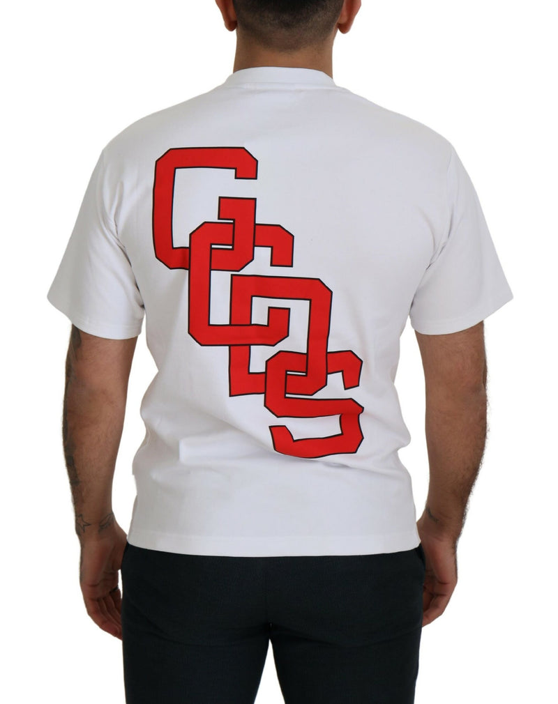 GCDS wit katoenen T-shirt met logo print en korte mouwen