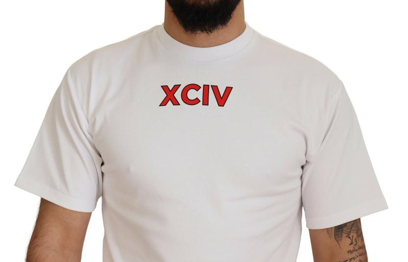 GCDS wit katoenen T-shirt met logo print en korte mouwen