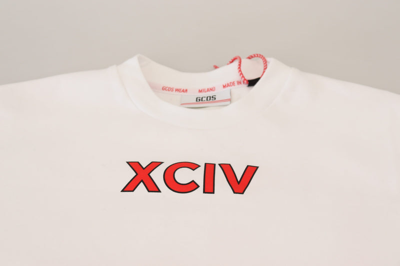 GCDS wit katoenen T-shirt met logo print en korte mouwen
