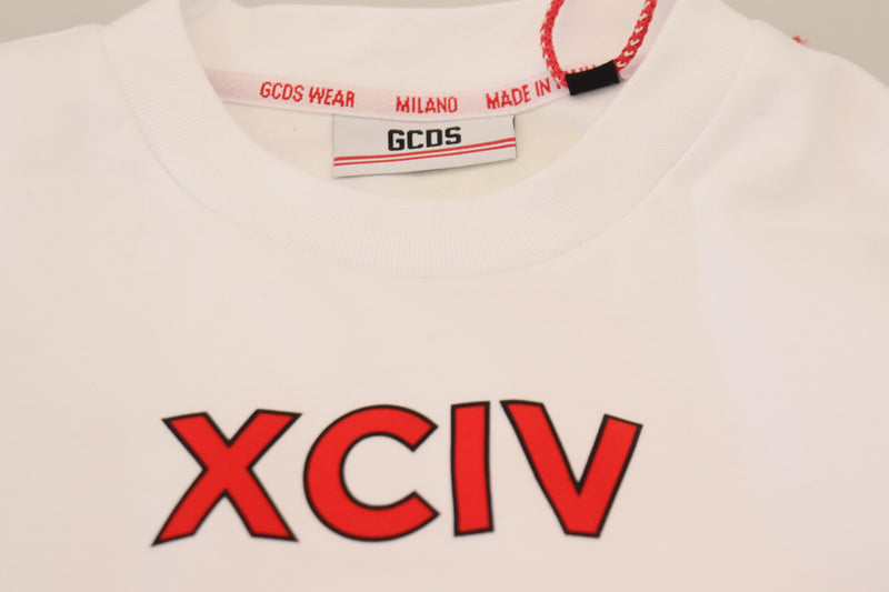 GCDS wit katoenen T-shirt met logo print en korte mouwen