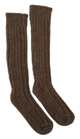 Dolce & Gabbana Chaussettes Longues en Laine Marron pour Femmes