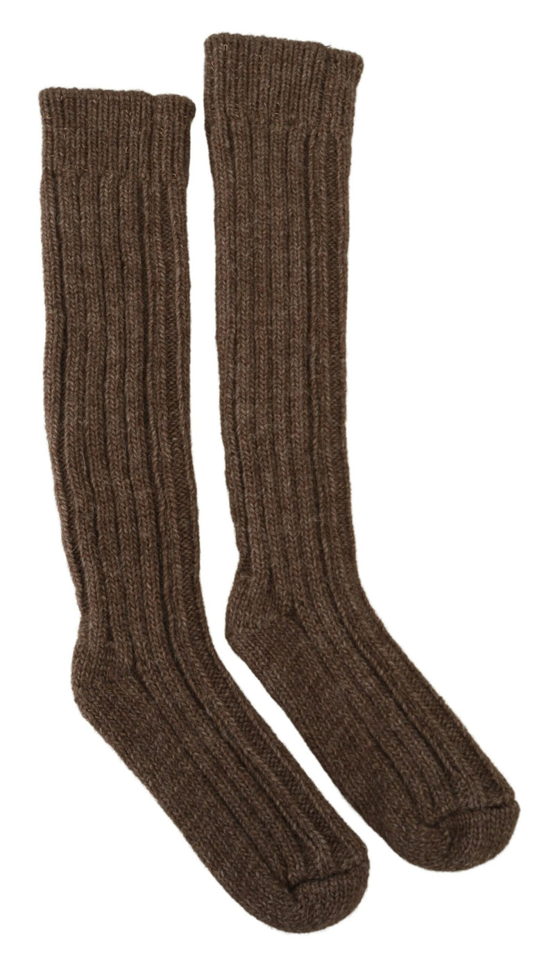 Dolce & Gabbana Chaussettes Longues en Laine Marron pour Femmes