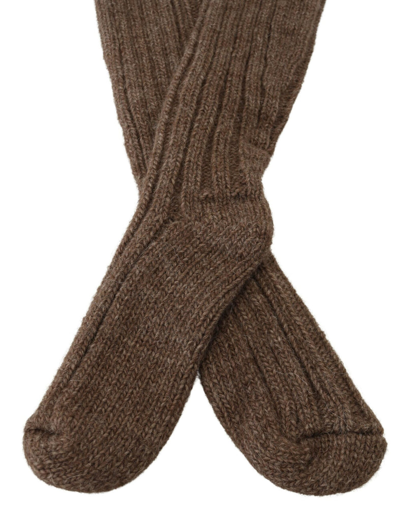 Dolce & Gabbana Chaussettes Longues en Laine Marron pour Femmes