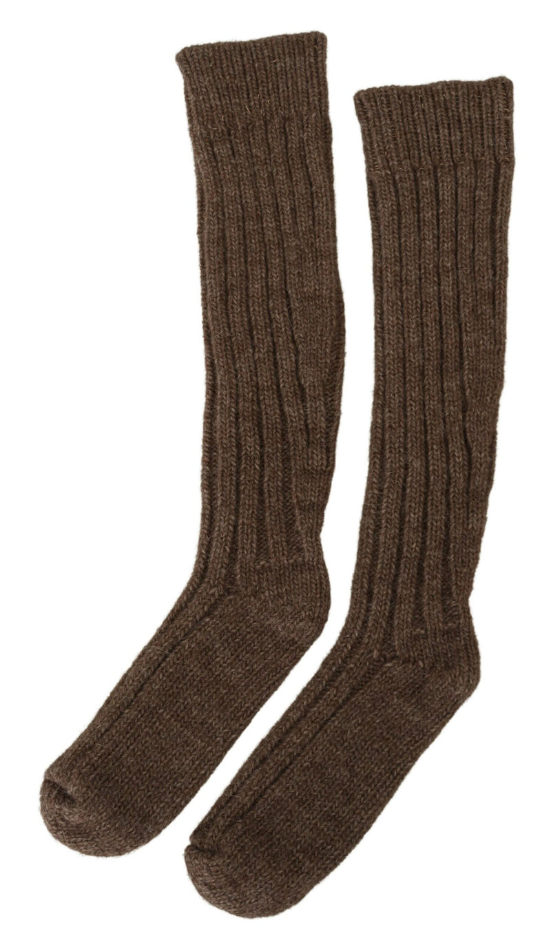 Dolce & Gabbana Chaussettes Longues en Laine Marron pour Femmes