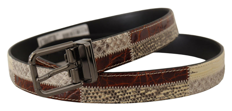 Ceinture patchwork en cuir exotique multicolore Dolce &amp; Gabbana