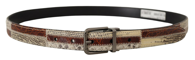 Ceinture patchwork en cuir exotique multicolore Dolce &amp; Gabbana