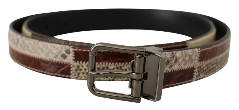 Ceinture patchwork en cuir exotique multicolore Dolce &amp; Gabbana