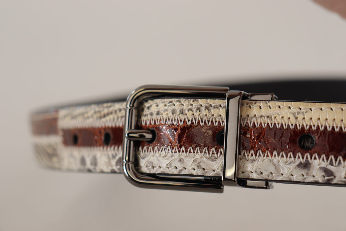 Ceinture patchwork en cuir exotique multicolore Dolce &amp; Gabbana