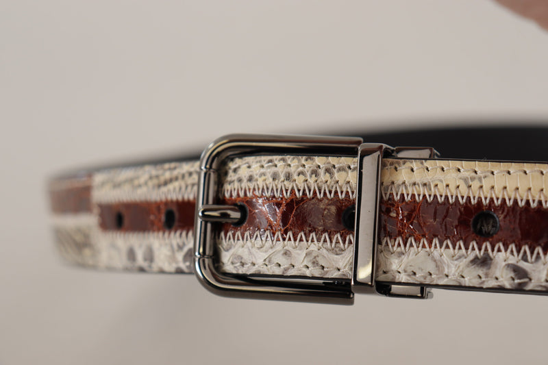 Ceinture patchwork en cuir exotique multicolore Dolce &amp; Gabbana