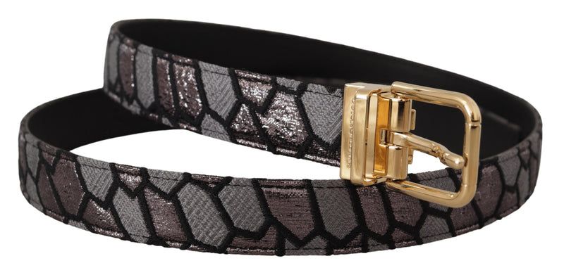 Ceinture Dolce &amp; Gabbana en cuir patchwork multicolore et jacquard doré