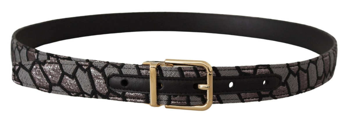 Ceinture Dolce &amp; Gabbana en cuir patchwork multicolore et jacquard doré