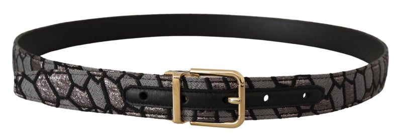 Ceinture Dolce &amp; Gabbana en cuir patchwork multicolore et jacquard doré