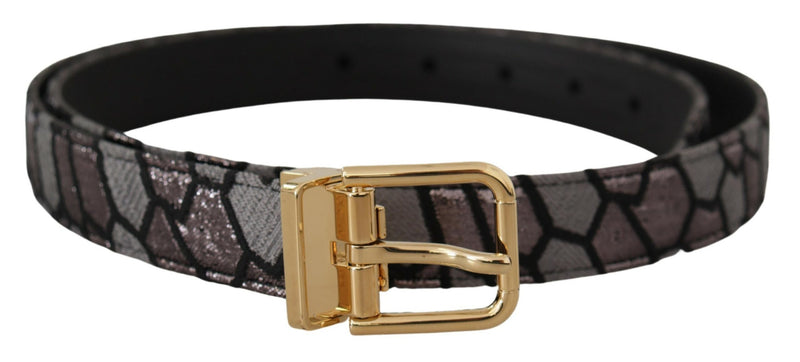 Ceinture Dolce &amp; Gabbana en cuir patchwork multicolore et jacquard doré