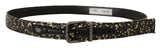 Ceinture Dolce &amp; Gabbana en cuir bicolore noir doré avec boucle chromée