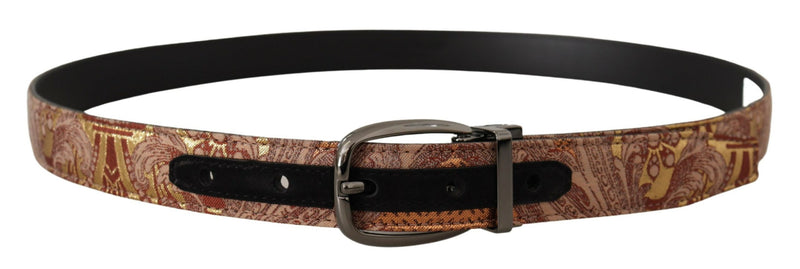 Ceinture Dolce &amp; Gabbana en cuir gaufré multicolore avec boucle en métal noir