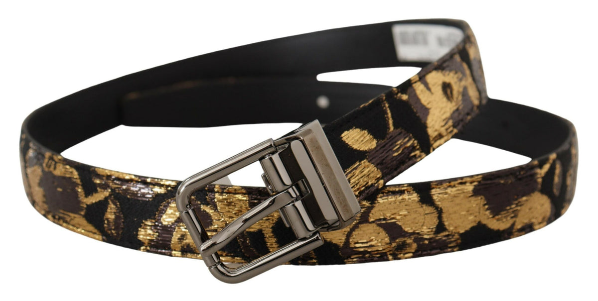 Ceinture Dolce &amp; Gabbana en cuir jacquard multicolore avec boucle en métal et logo