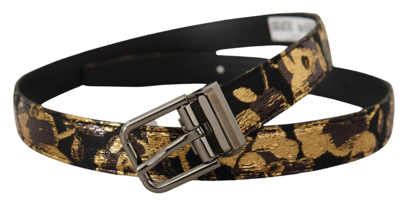 Ceinture Dolce &amp; Gabbana en cuir jacquard multicolore avec boucle en métal et logo