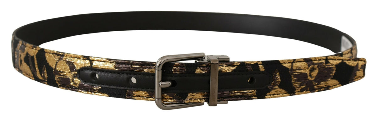 Ceinture Dolce &amp; Gabbana en cuir jacquard multicolore avec boucle en métal et logo