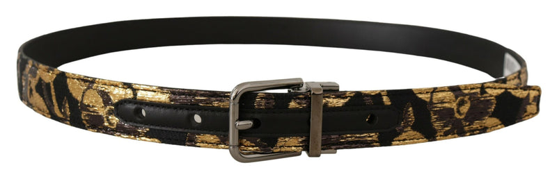 Ceinture Dolce &amp; Gabbana en cuir jacquard multicolore avec boucle en métal et logo