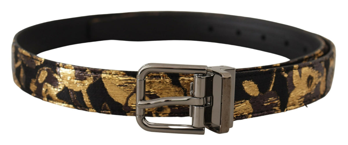 Ceinture Dolce &amp; Gabbana en cuir jacquard multicolore avec boucle en métal et logo