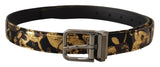 Ceinture Dolce &amp; Gabbana en cuir jacquard multicolore avec boucle en métal et logo
