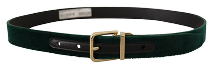 Ceinture Dolce & Gabbana en cuir velours vert avec logo en métal doré