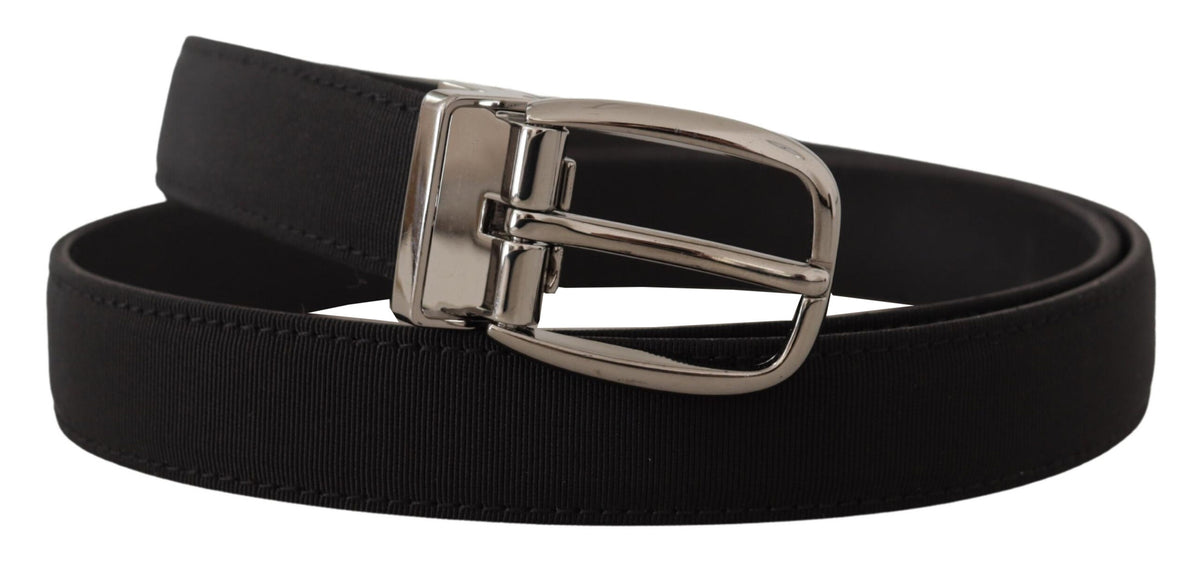 Ceinture Dolce &amp; Gabbana en cuir gros-grain noir avec boucle à logo argenté