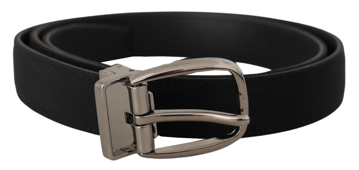 Ceinture Dolce &amp; Gabbana en cuir gros-grain noir avec boucle à logo argenté