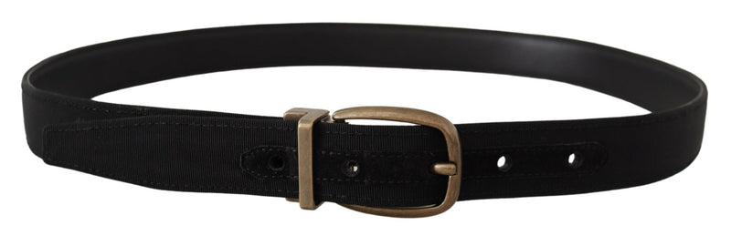 Ceinture Dolce &amp; Gabbana en cuir gros-grain noir et métal bronze