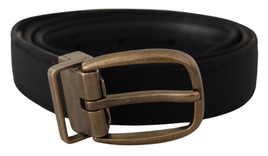 Ceinture Dolce & Gabbana en cuir gros-grain noir et métal bronze