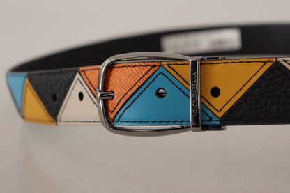 Ceinture Dolce & Gabbana en cuir multicolore avec boucle logo argentée