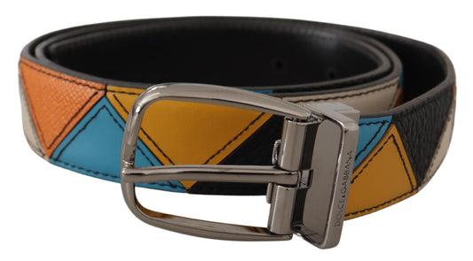 Ceinture Dolce & Gabbana en cuir multicolore avec boucle logo argentée