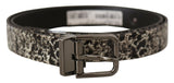 Ceinture Dolce &amp; Gabbana en cuir noir à imprimé marbré et logo gris