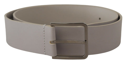 Ceinture Dolce & Gabbana en cuir blanc avec large boucle en métal argenté