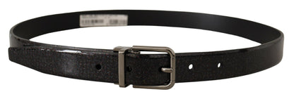 Dolce & Gabbana Ceinture en cuir noir Vernice Puntinata en métal argenté