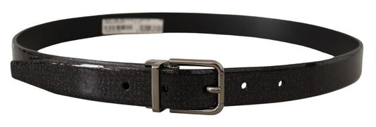 Dolce & Gabbana Ceinture en cuir noir Vernice Puntinata en métal argenté