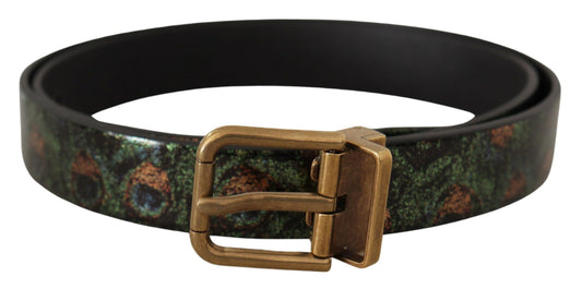 Dolce & Gabbana Ceinture en cuir multicolore Vernice Pavone en métal bronze