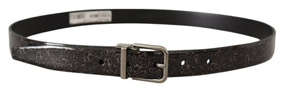 Dolce & Gabbana Ceinture Vernice à boucle en cuir verni noir Goccia Glitter