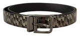 Ceinture grise en cuir à chevrons marron Dolce &amp; Gabbana