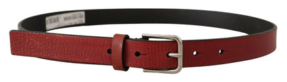 Dolce & Gabbana Ceinture en cuir Vitello marron en métal argenté