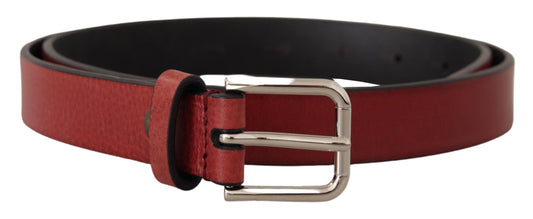 Dolce & Gabbana Ceinture en cuir Vitello marron en métal argenté