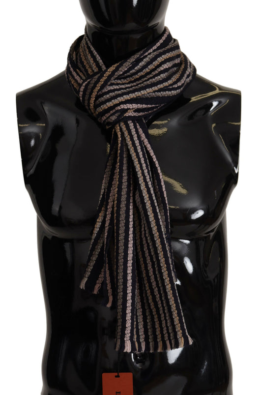 Écharpe châle à franges en laine à rayures multicolores Missoni